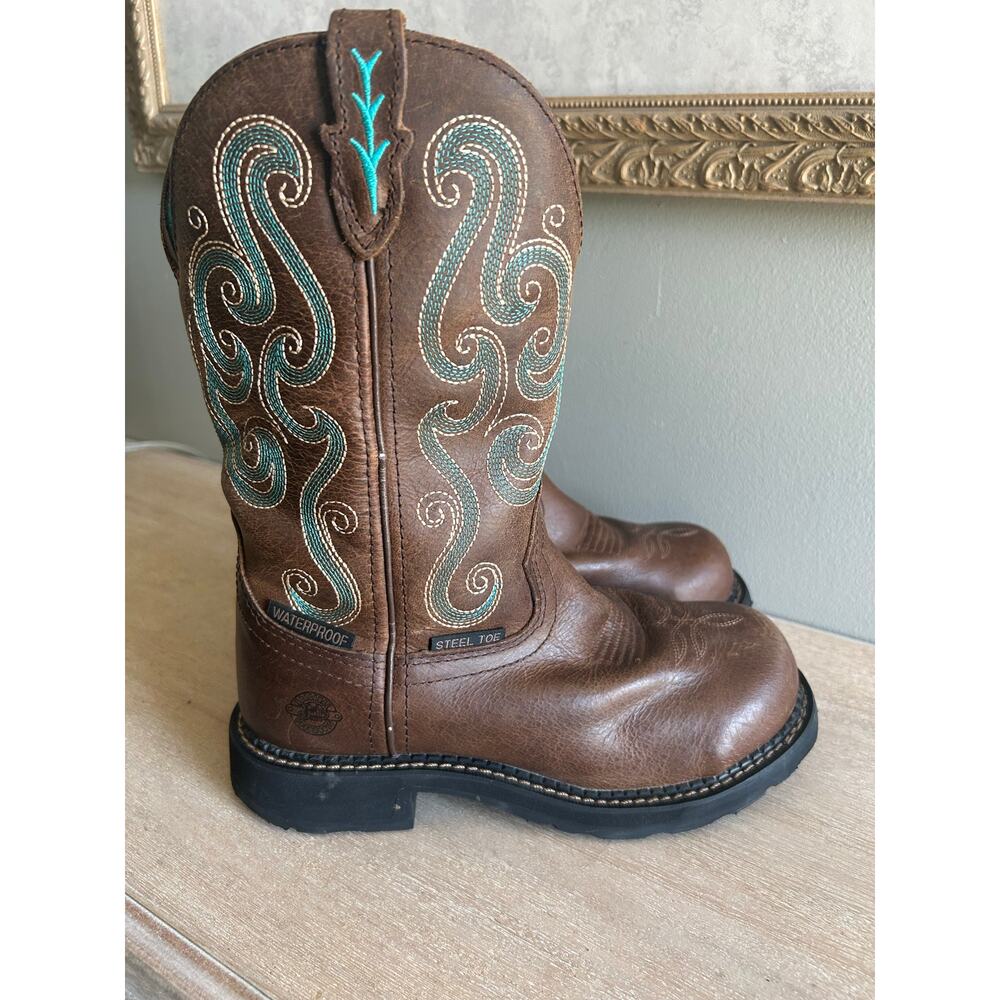 Justin gypsy women’s brown cowgirl steel toe waterproof boots size 6.5 - Picture 2 of 10